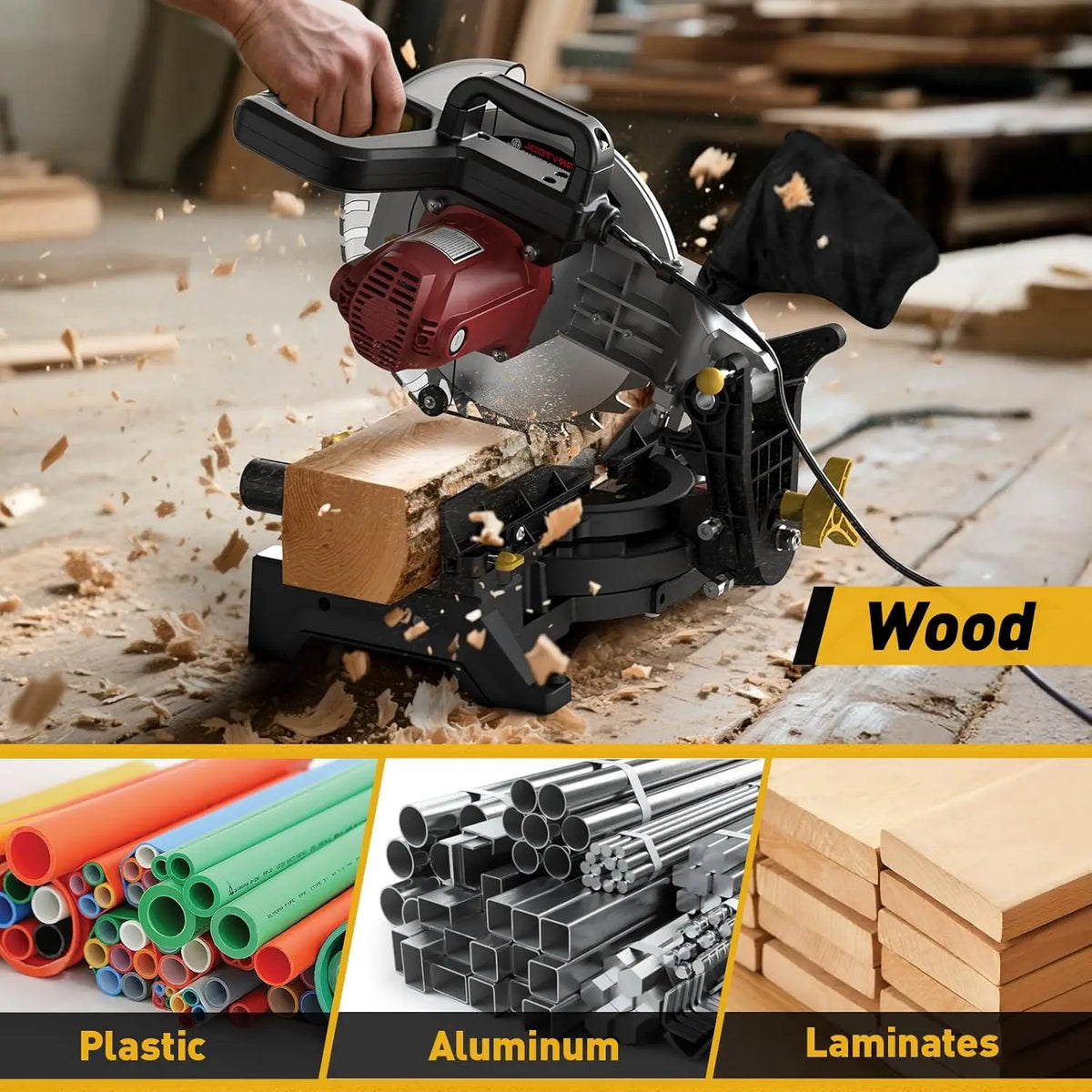 Single Bevel Compound Miter Saw Featuring 15 Amp Motor