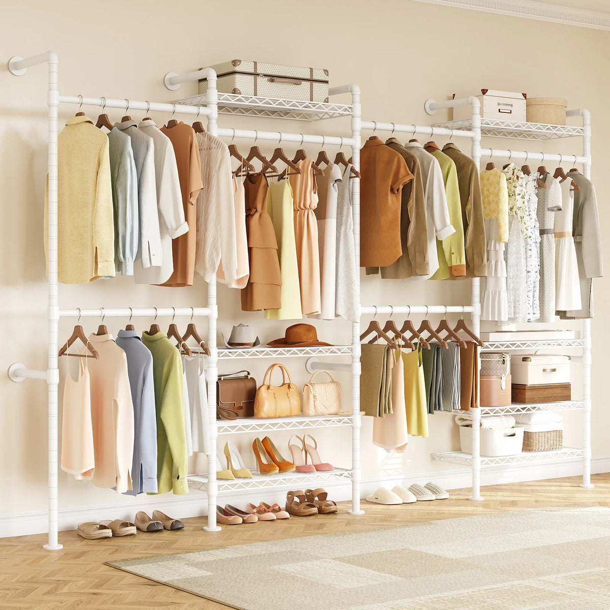 Onbrill Wall Mounted Industrial Pipe Clothes Rack Expandable Metal Rods