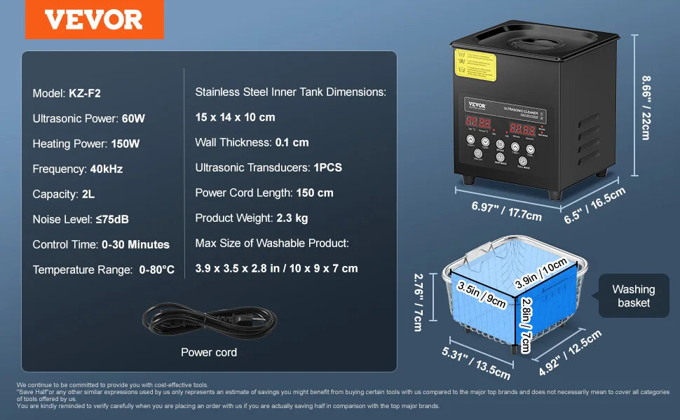 SucceBuy Portable Ultrasonic Cleaner With Adjustable Timer