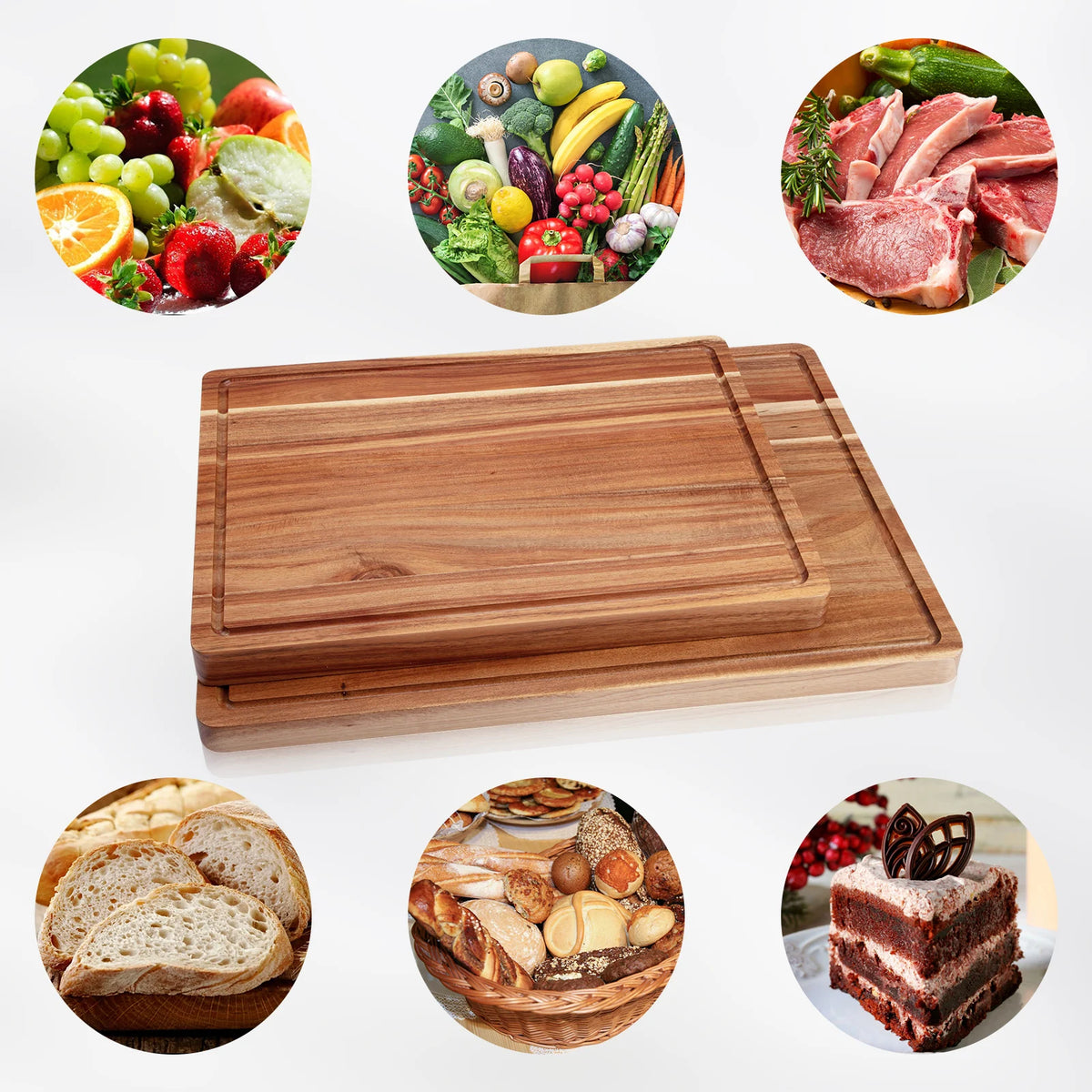Twister.Ck Acacia Wood Cutting Board Thick Butcher Block With Handles