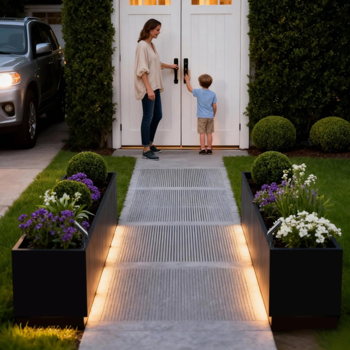 Himiss Led Metal Planter Box With Integrated Outdoor Lighting