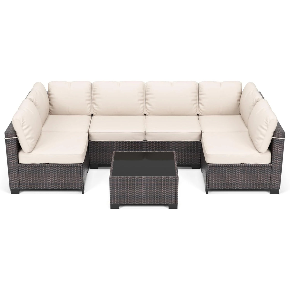HobbyLane 7 Piece Modular Outdoor PE Rattan Sofa Set