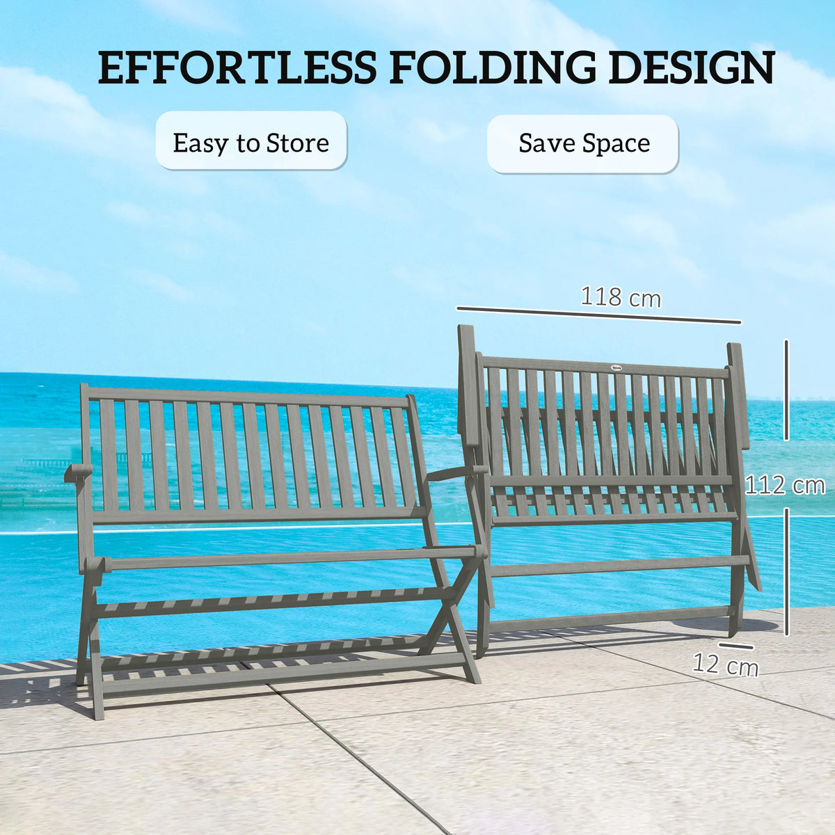 Ousunny 2 Person Wood Outdoor Bench For Garden Patio