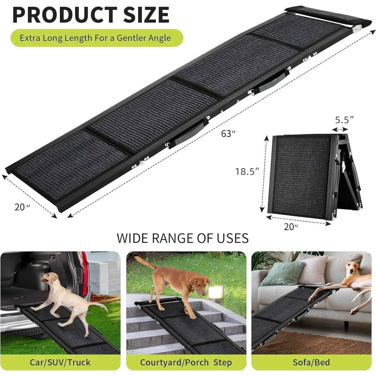 HiMISS Folding Dog Ramp Portable Non Slip Vehicle Pet Ramp