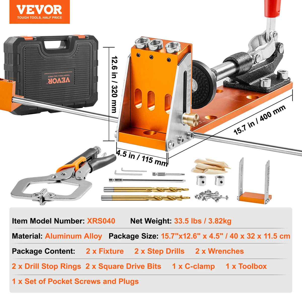 SucceBuy Adjustable Pocket Hole Jig Kit With Accessories