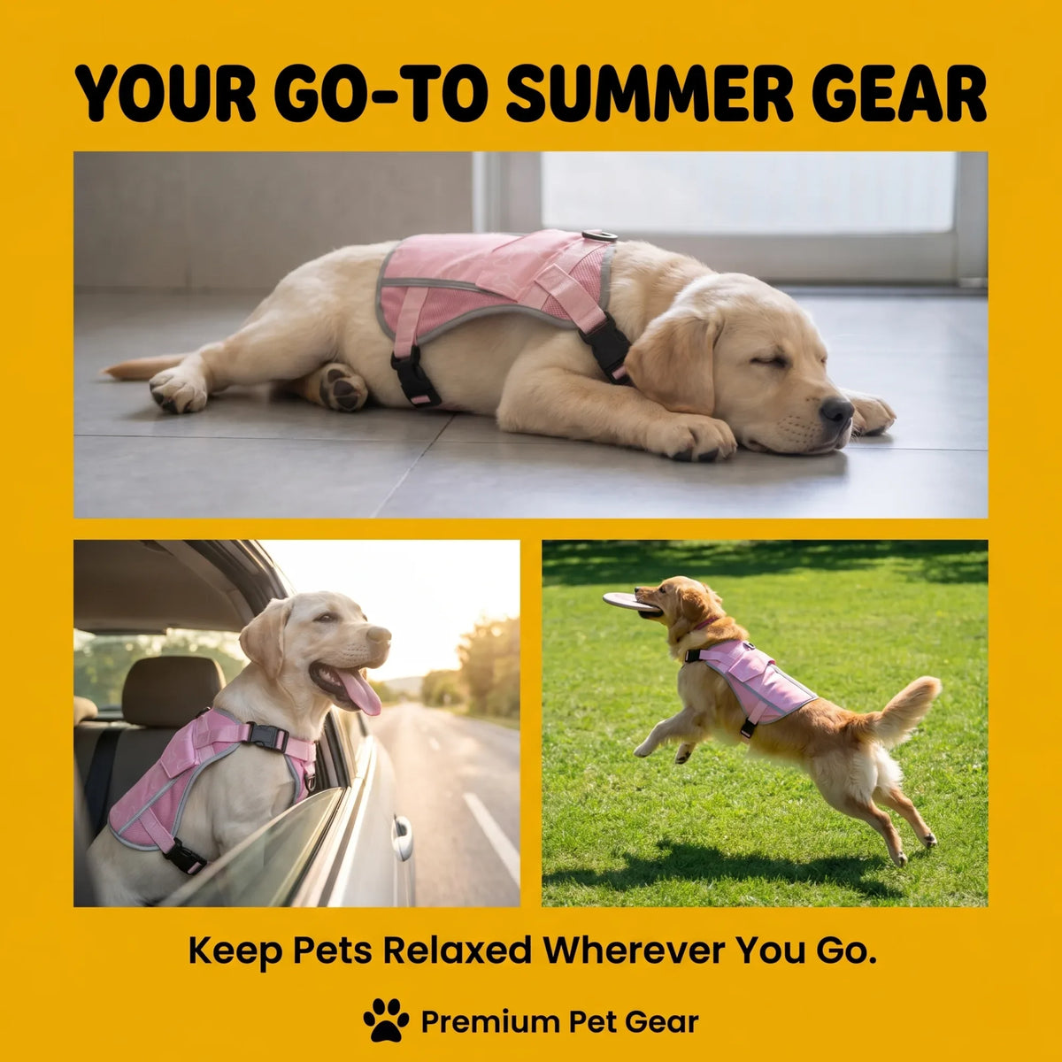 Pet Dog Cooling Vest Harness Jacket With Cooling Packs