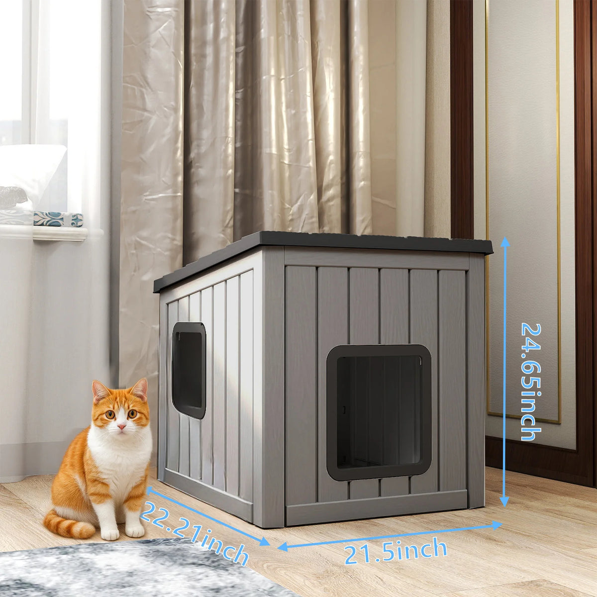 Weather Resistant Plastic Pet Shelter With Sloped Roof