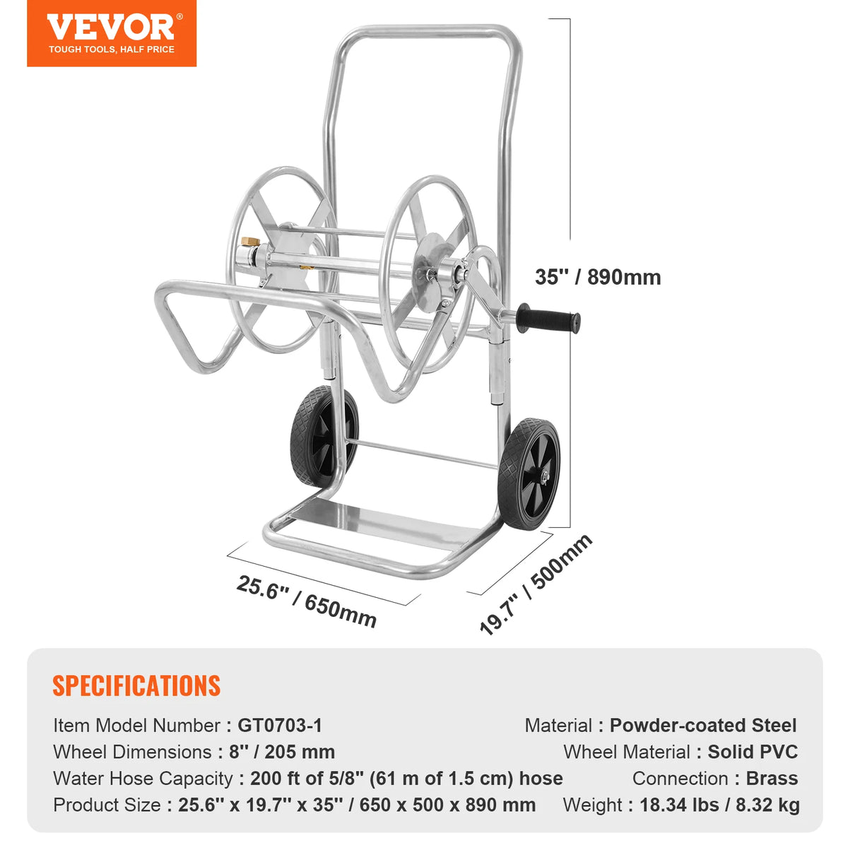 SucceBuy Heavy Duty Steel Garden Hose Reel Cart With Basket