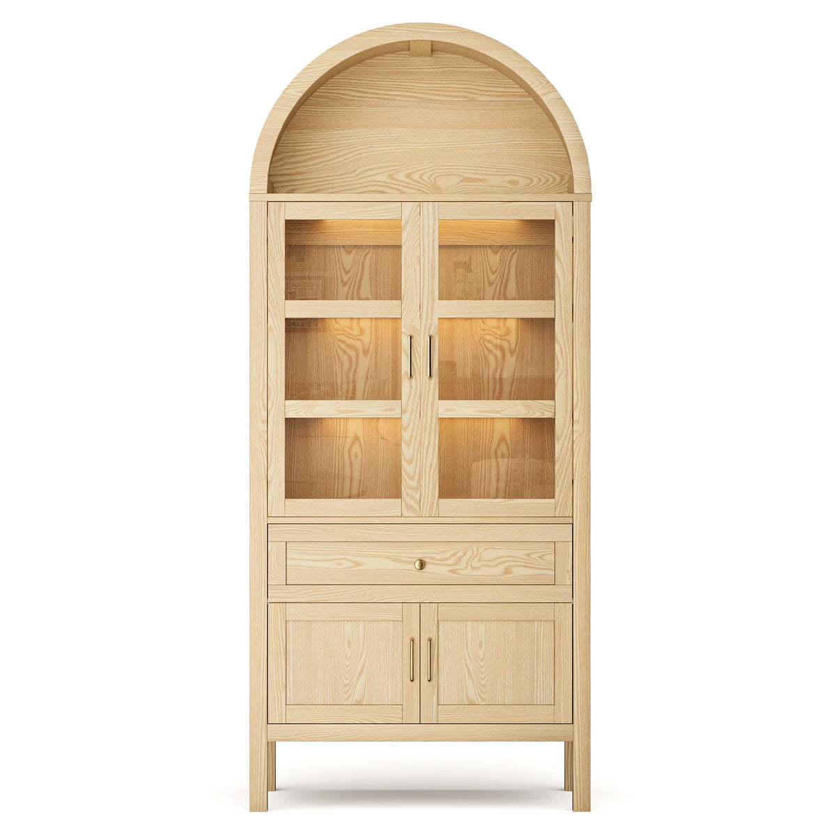 Cottinch Arched Wooden Storage Cabinet With Dimmable Led Shelves