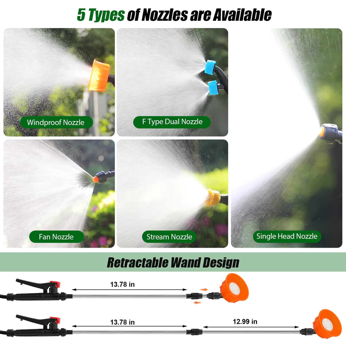 Cordless Electric Backpack Garden Sprayer With Telescopic Spray Wand