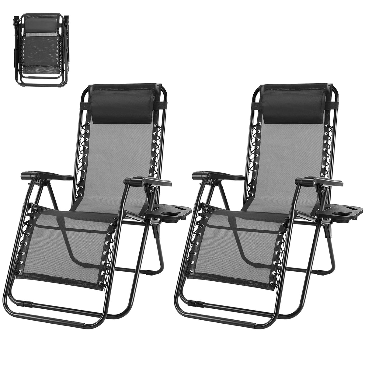 MCQ Outdoor Zero Gravity Folding Recliner Patio Chair With Pillow
