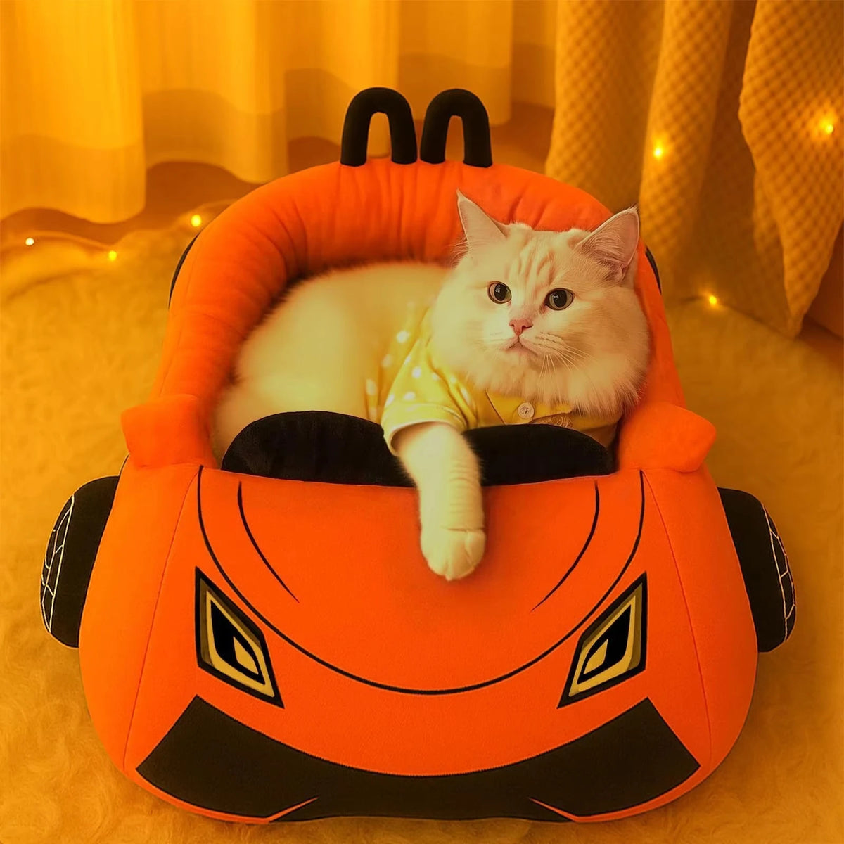 CWV Soft Supercar Style Coral Fleece Cat Bed With Pillow