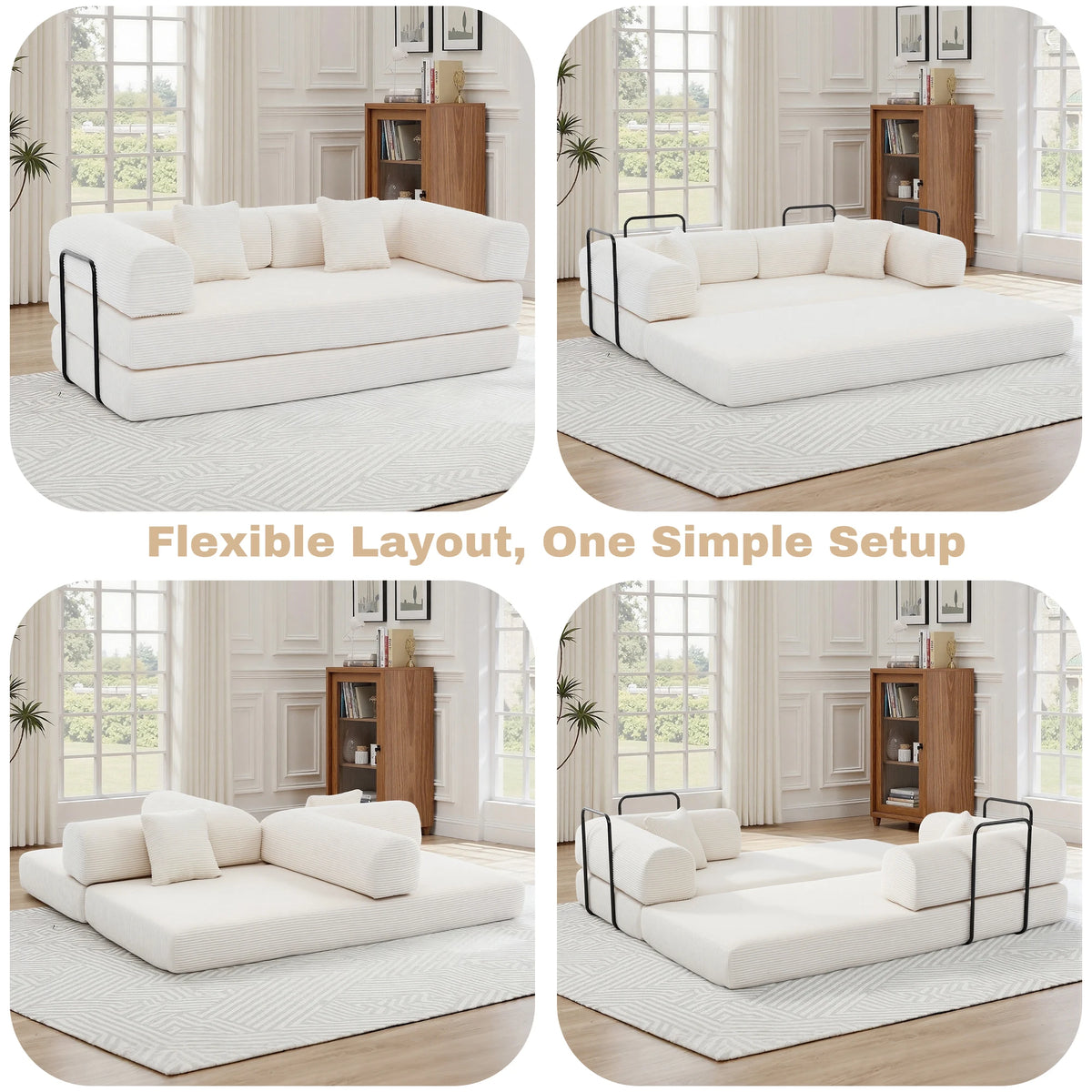 GAOHAPY Modern Corduroy Modular Sectional Sofa With Chaise