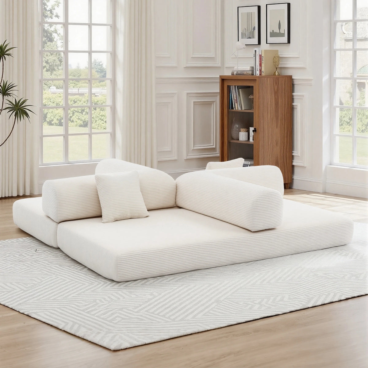 GAOHAPY Modern Corduroy Modular Sectional Sofa With Chaise