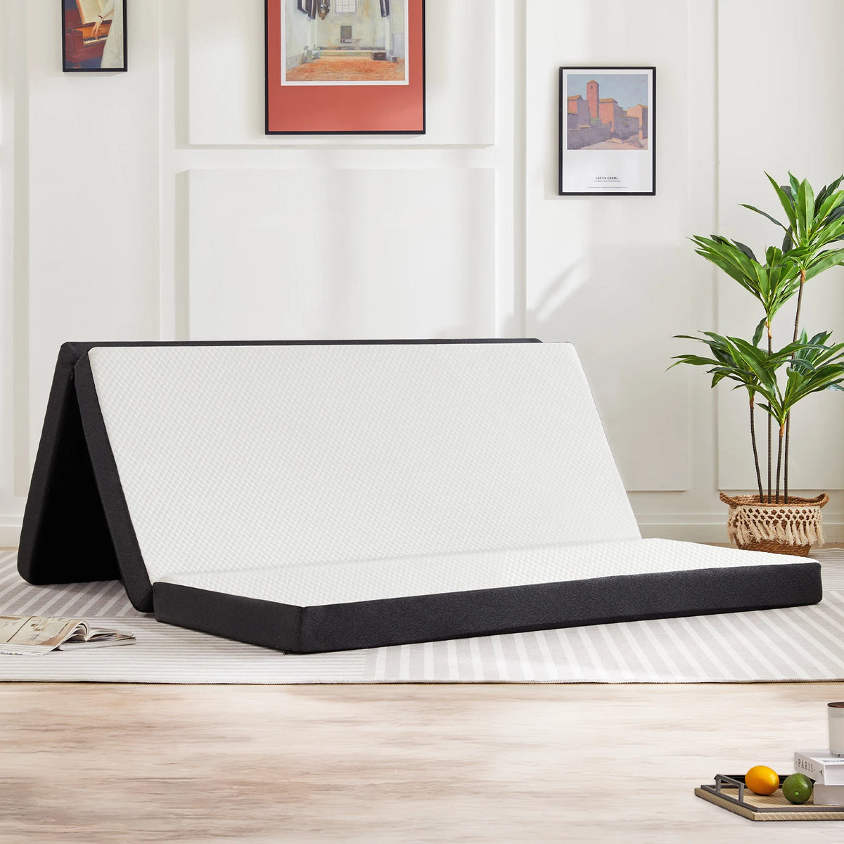 JHK Tri-Fold Memory Foam Mattress With Washable Cover CertiPUR-US Certified