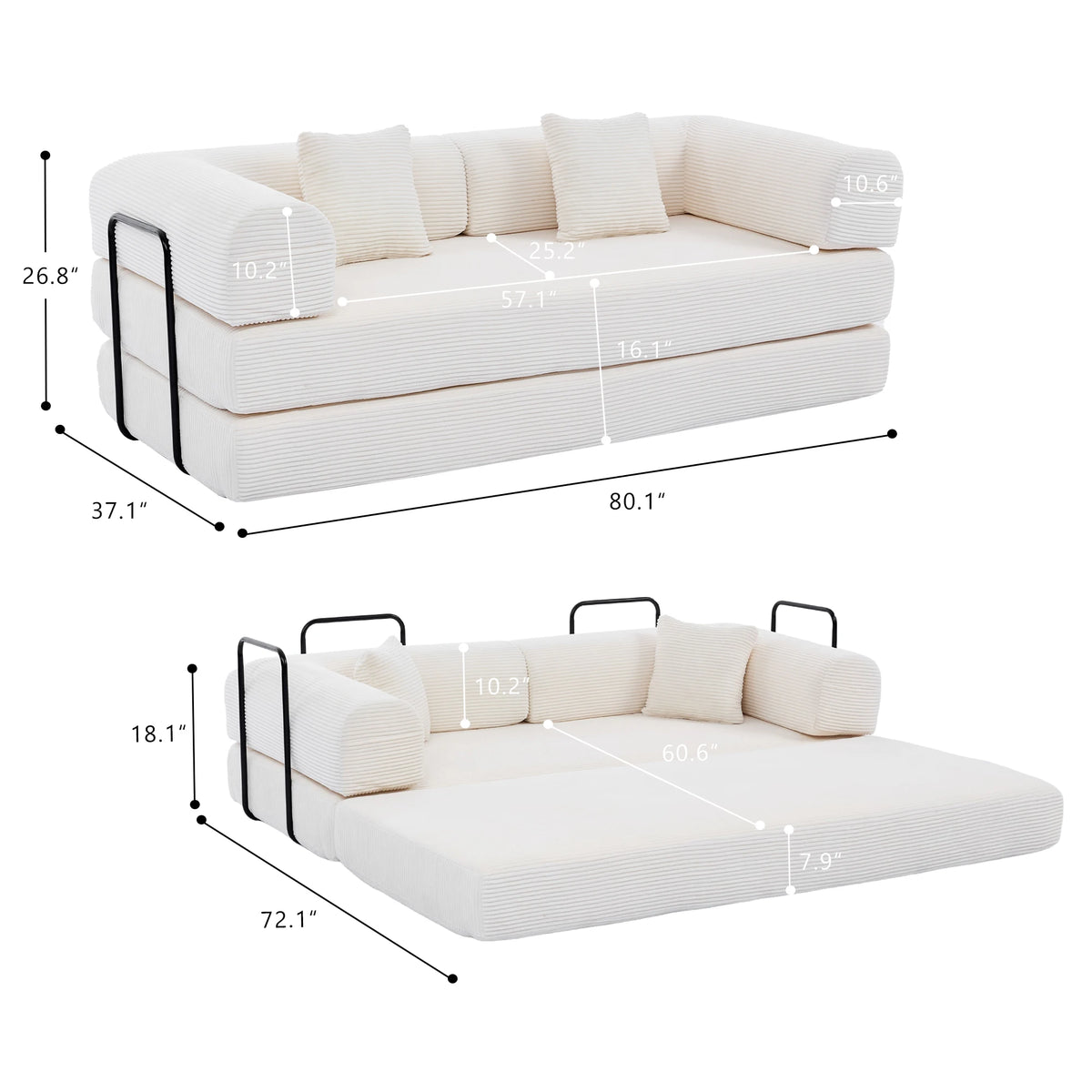 GAOHAPY Modern Corduroy Modular Sectional Sofa With Chaise