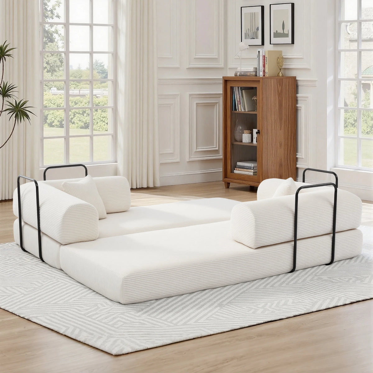 GAOHAPY Modern Corduroy Modular Sectional Sofa With Chaise