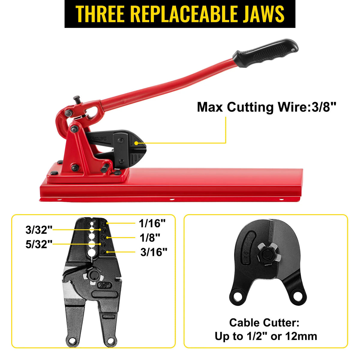 Professional Wire Rope Swager Hand Tool Multi Function Crimp Cutter