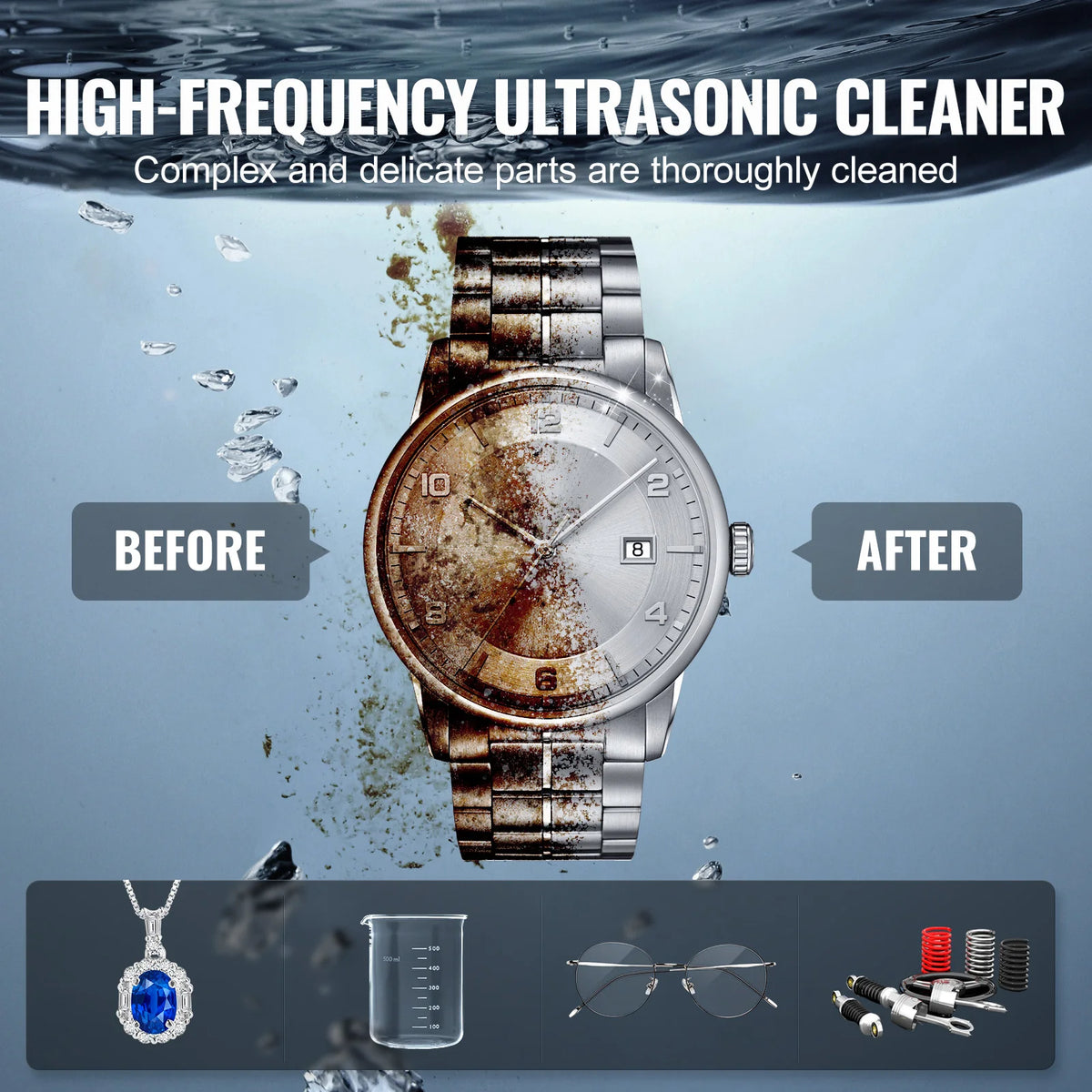 SucceBuy Portable Ultrasonic Cleaner With Adjustable Timer