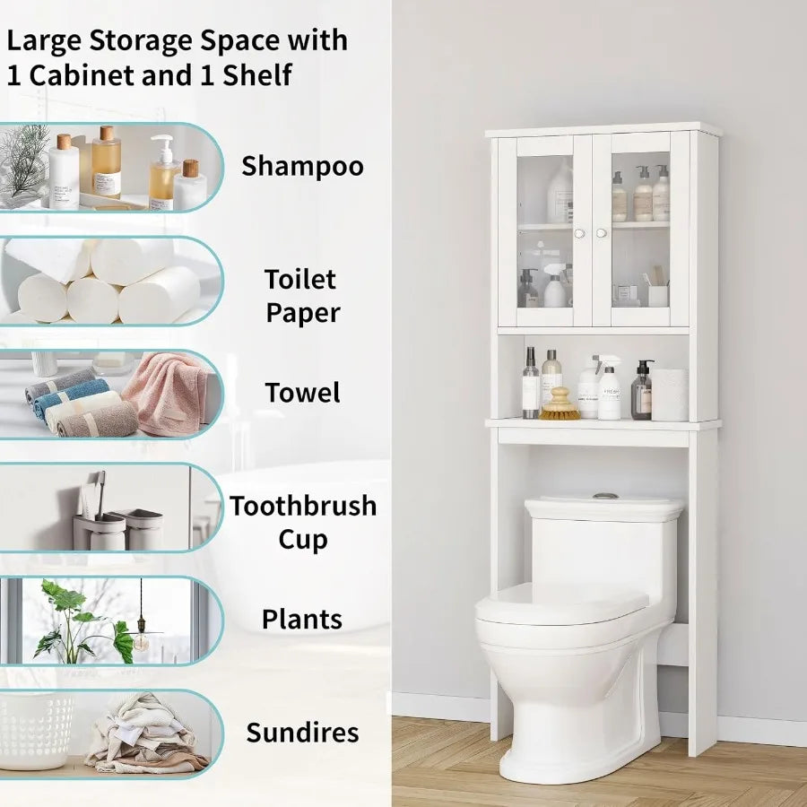 XIUWO Over Toilet Storage Cabinet Bathroom Organizer Anti Tip Device
