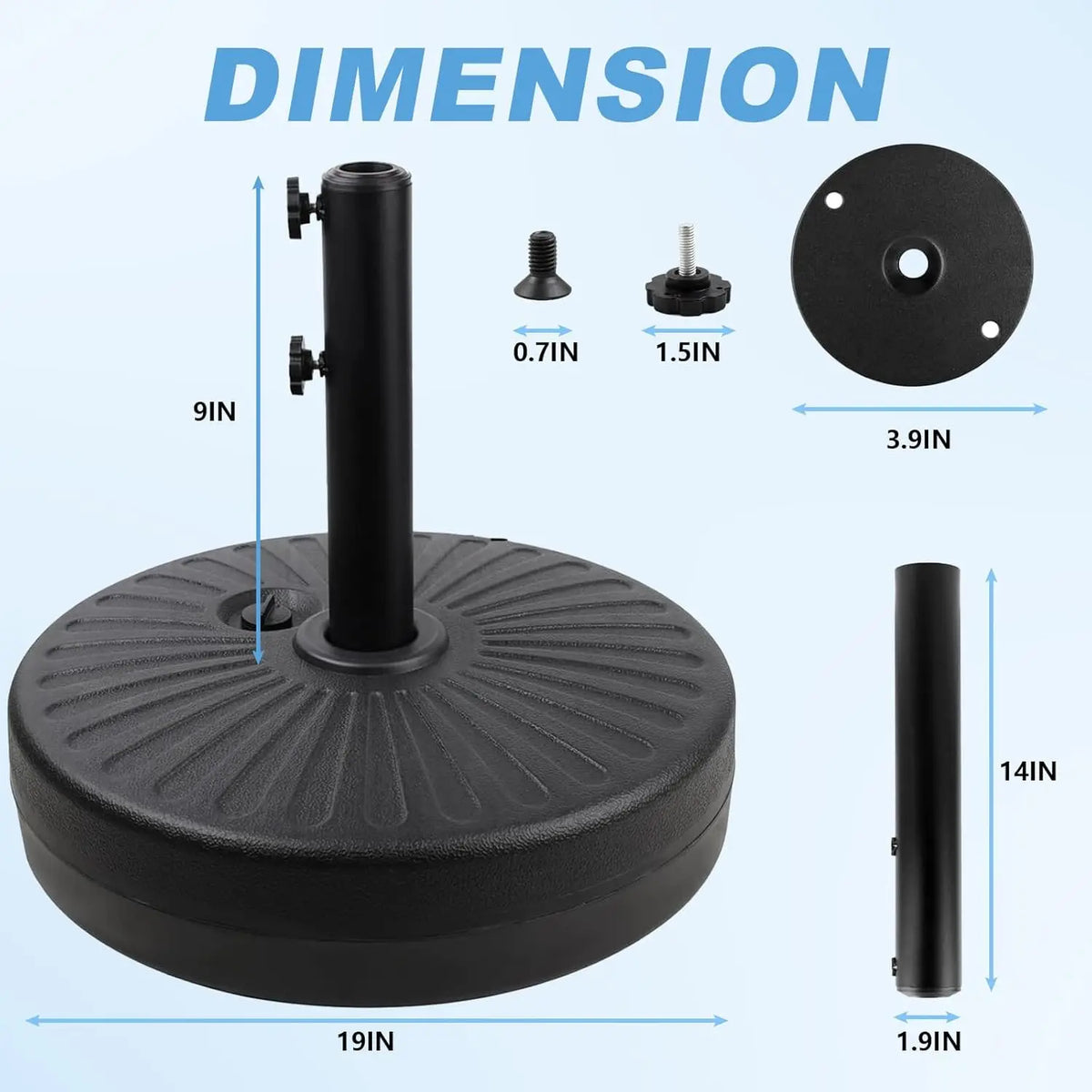 Weighted Patio Umbrella Base Sand Or Water Fillable Adjustable