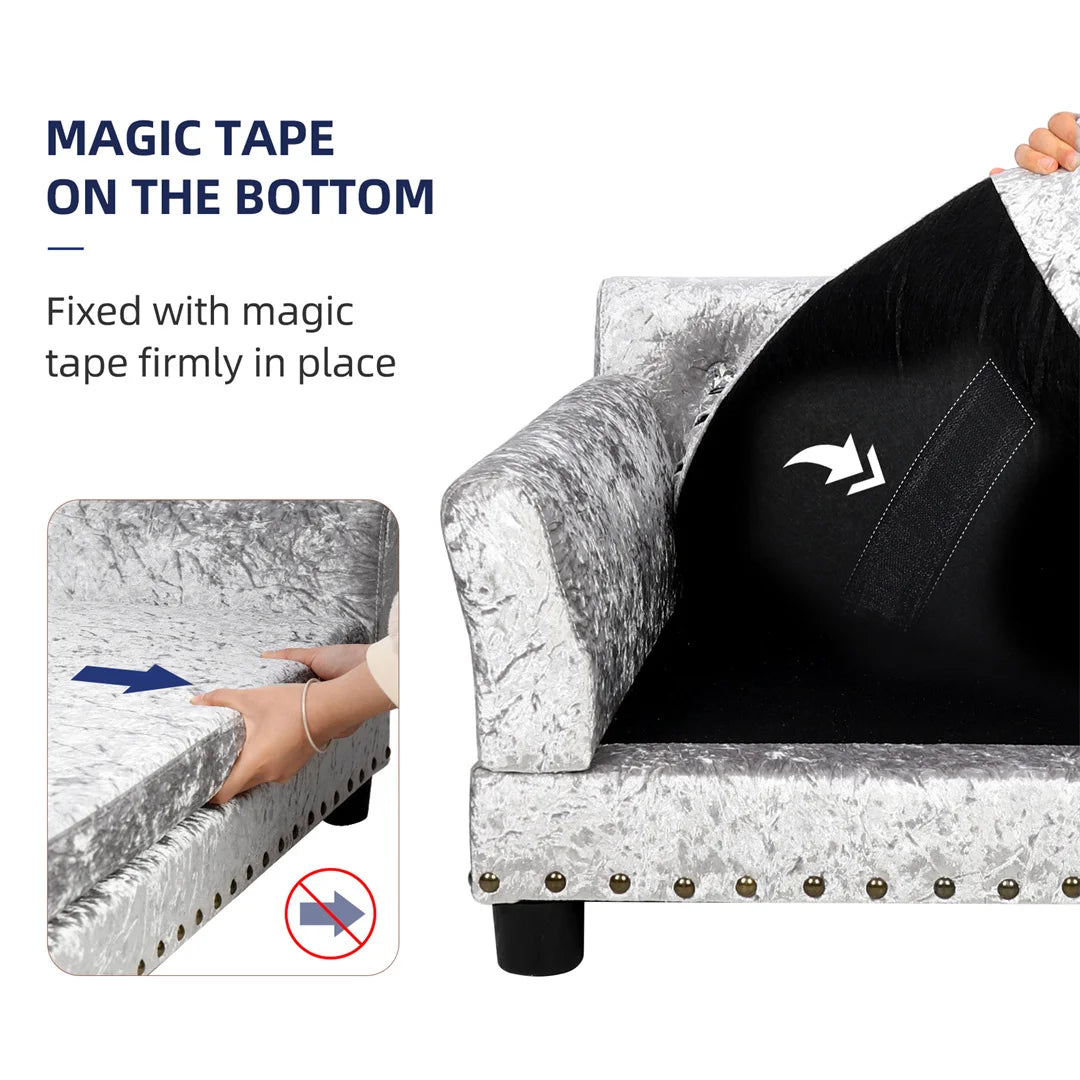 Bingopaw Deluxe Velvet Pet Sofa With Removable Cushion For Dogs