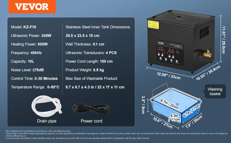 SucceBuy Portable Ultrasonic Cleaner With Adjustable Timer