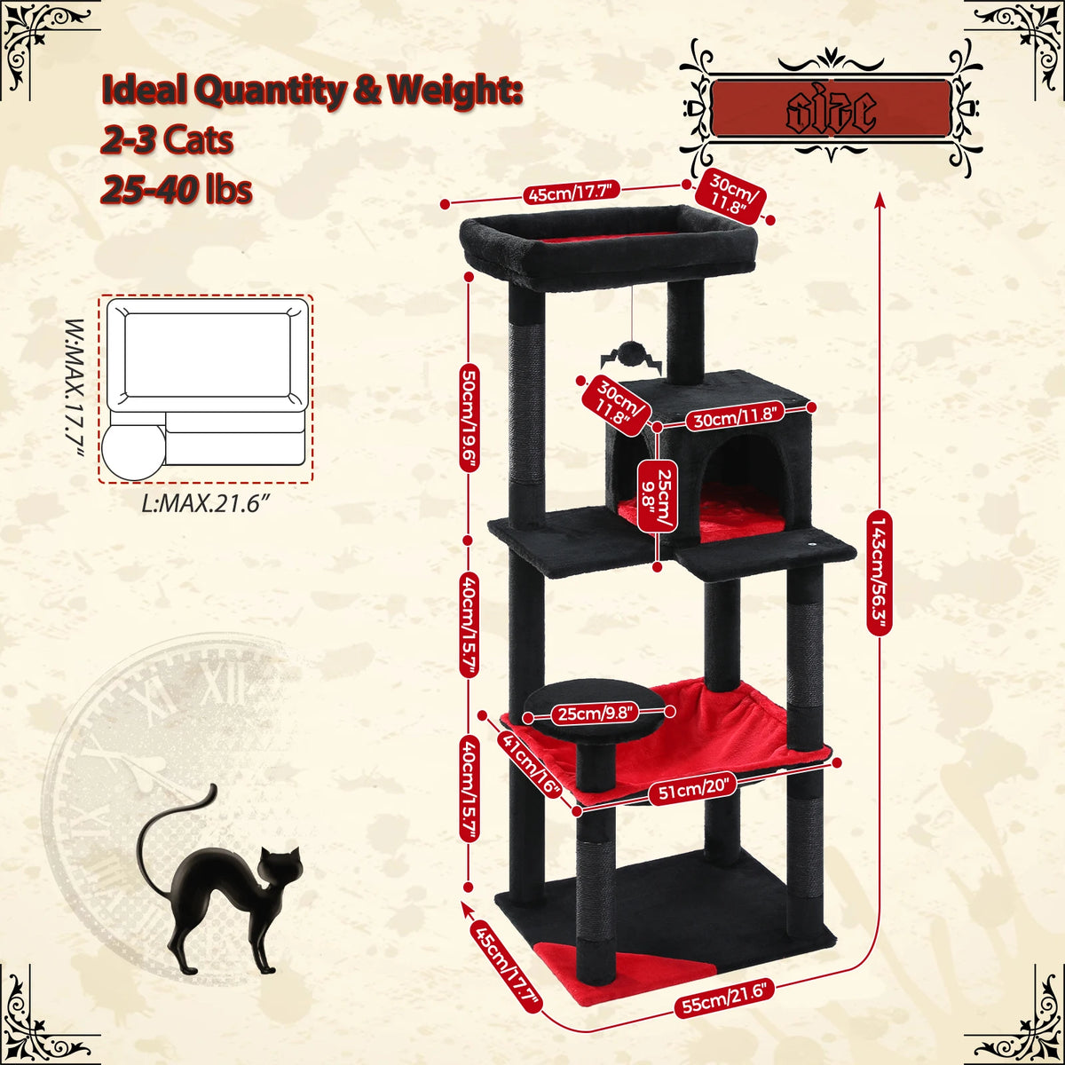 PAWZ Road Gothic Cat Tower with Hammock Sisal Scratching Condo