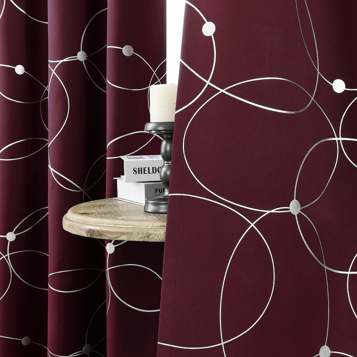 Polyester Thermal Blackout Curtains Grommet Printed Room Darkening For Bedroom