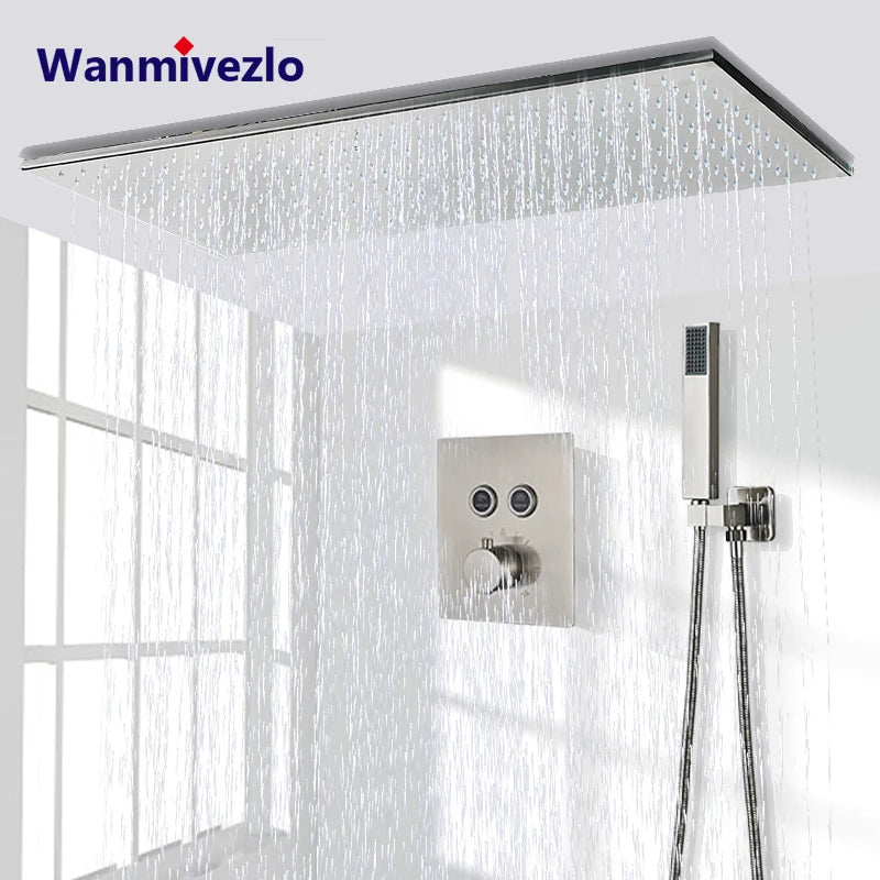 Wanmivezlo Led Rainfall Shower Head Wall Mounted Brass Faucet
