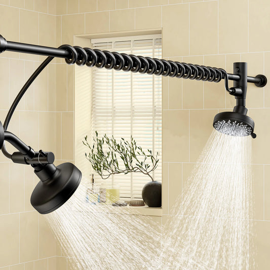Dual Stainless Steel Shower Head With Adjustable Wall Slider