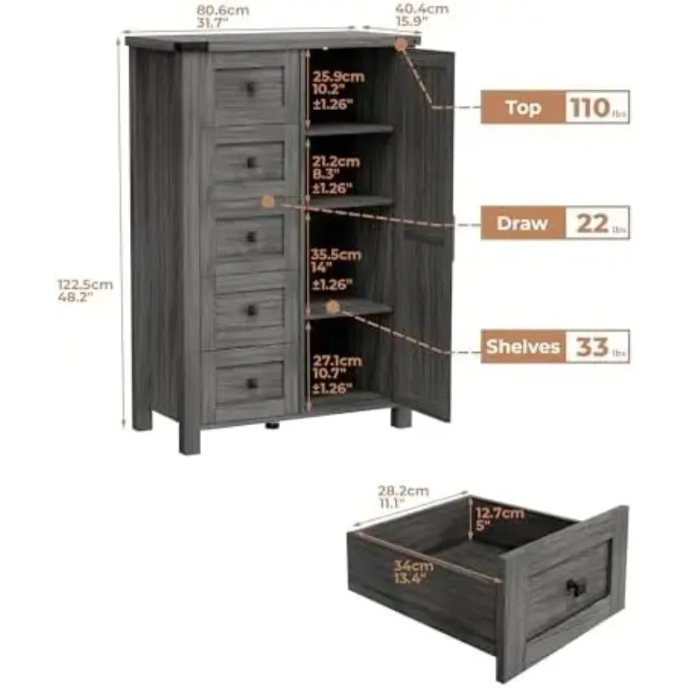Farmhouse Style Barn Door Storage Cabinet For Bedroom Organization