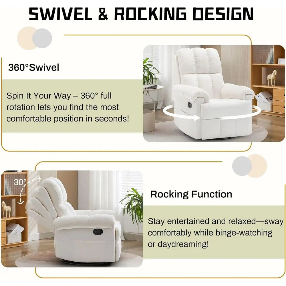 Upholstered Swivel Rocker Recliner Chair For Contemporary Homes
