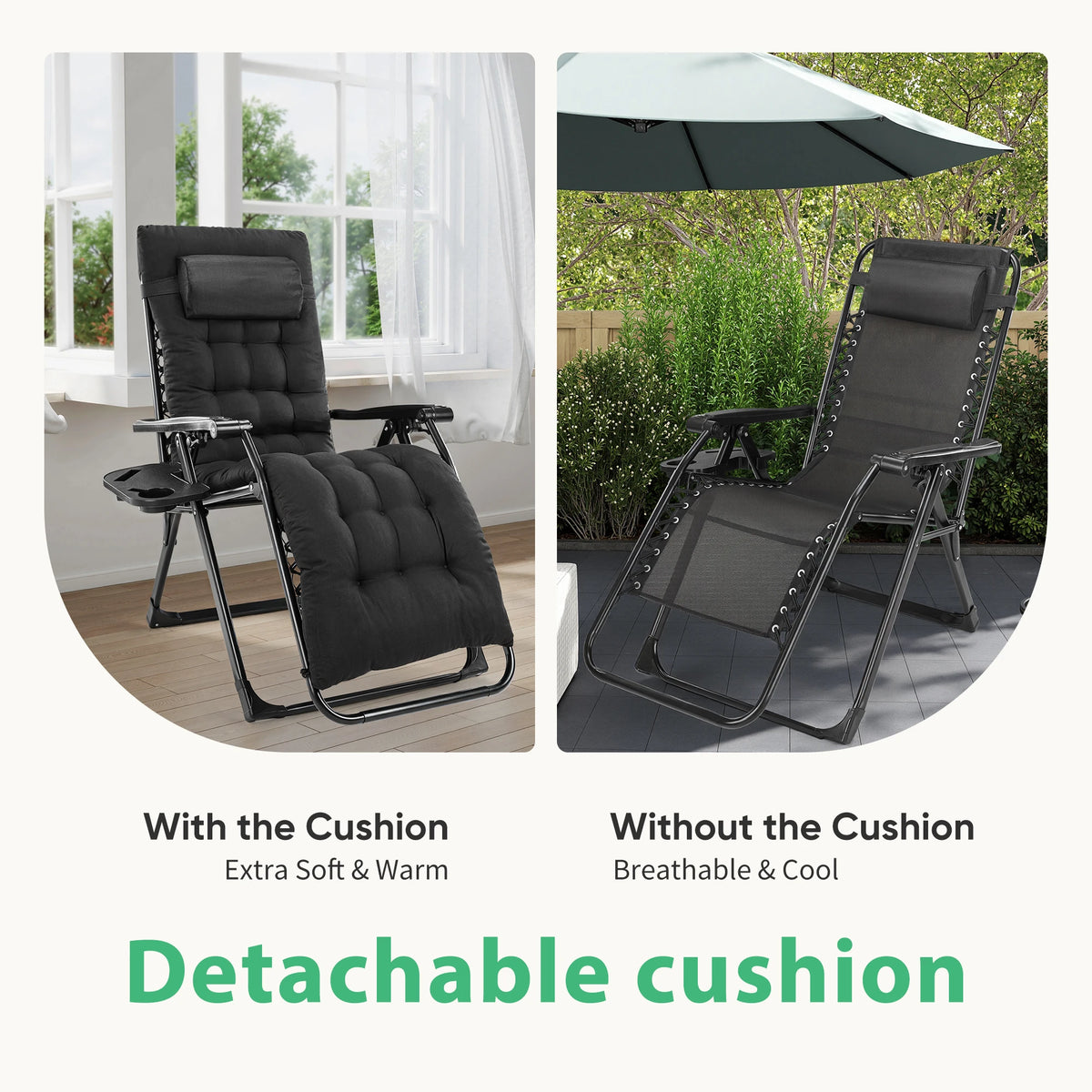 JHK Zero Gravity Recliner Portable Folding Patio Lounge Chair