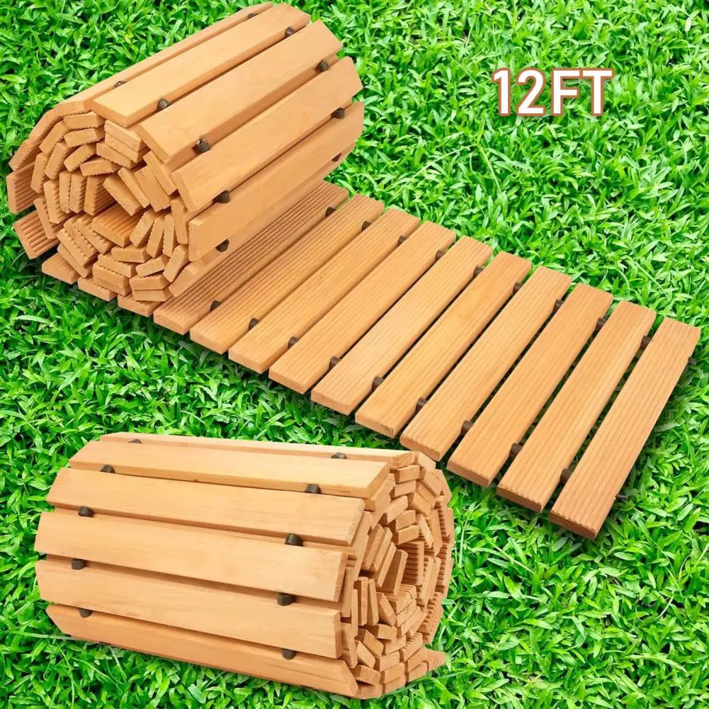 Wooden Garden Pathway Roll Outdoor Walkway Mat For Backyard Patios