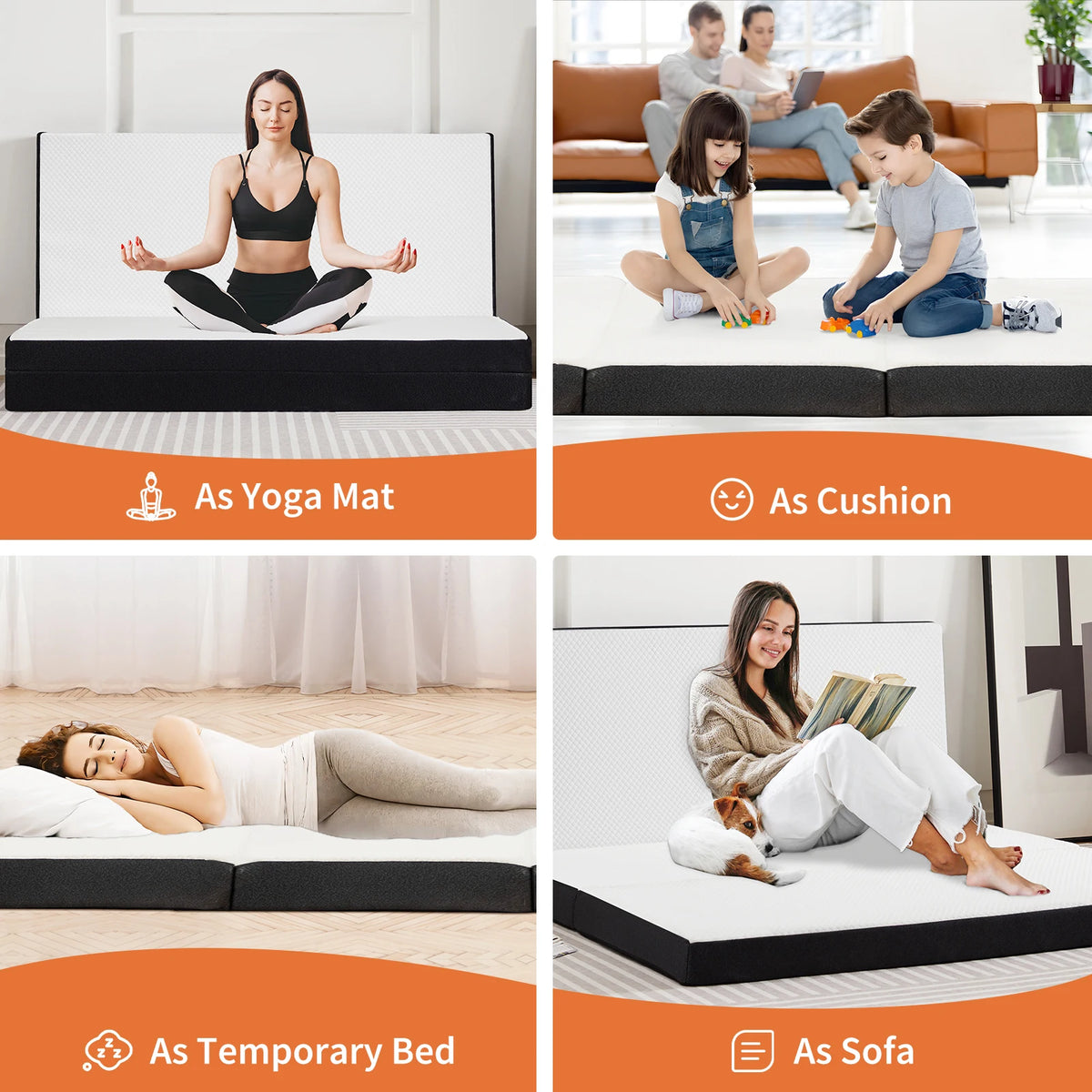 JHK Tri-Fold Memory Foam Mattress With Washable Cover CertiPUR-US Certified