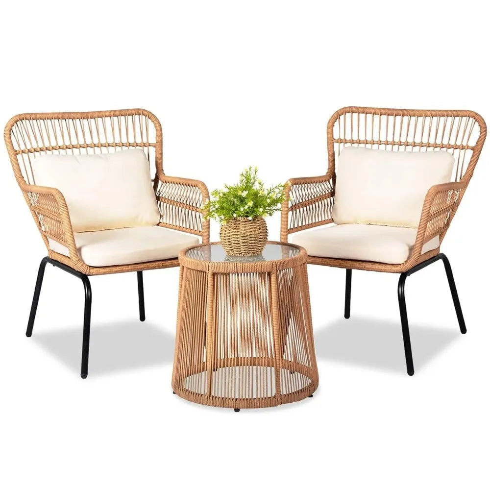 Modern Wicker Rattan Bistro Set For Outdoor Patio And Balcony
