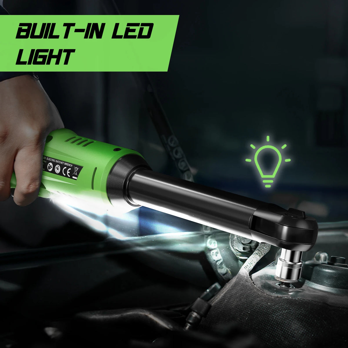 TaskStar Brushless Cordless Ratchet Wrench With LED Work Light