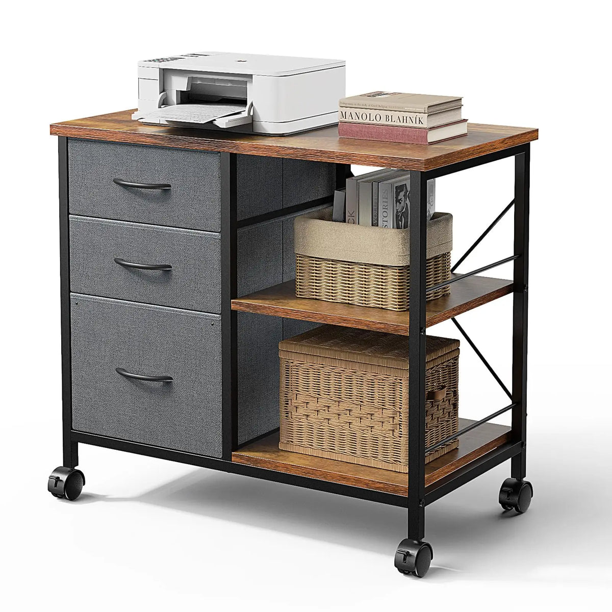 MCQ Movable Living Room Fabric Drawers Steel Frame Storage Cabinet