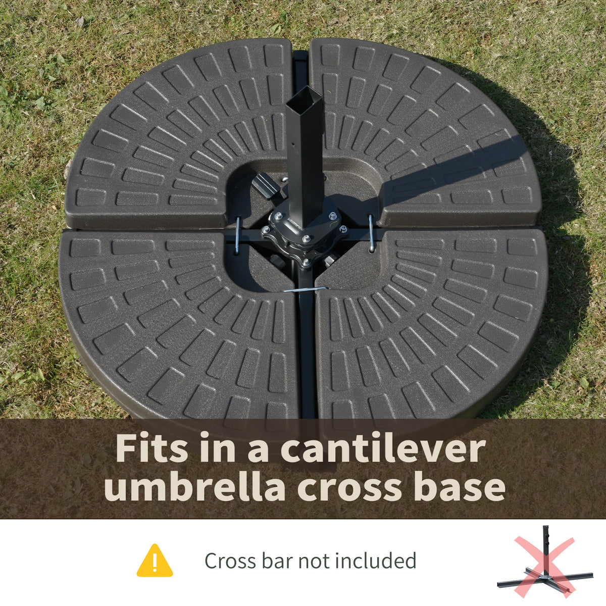 Cantilever Patio Umbrella Base Set, Fan Shaped Weights With Handles