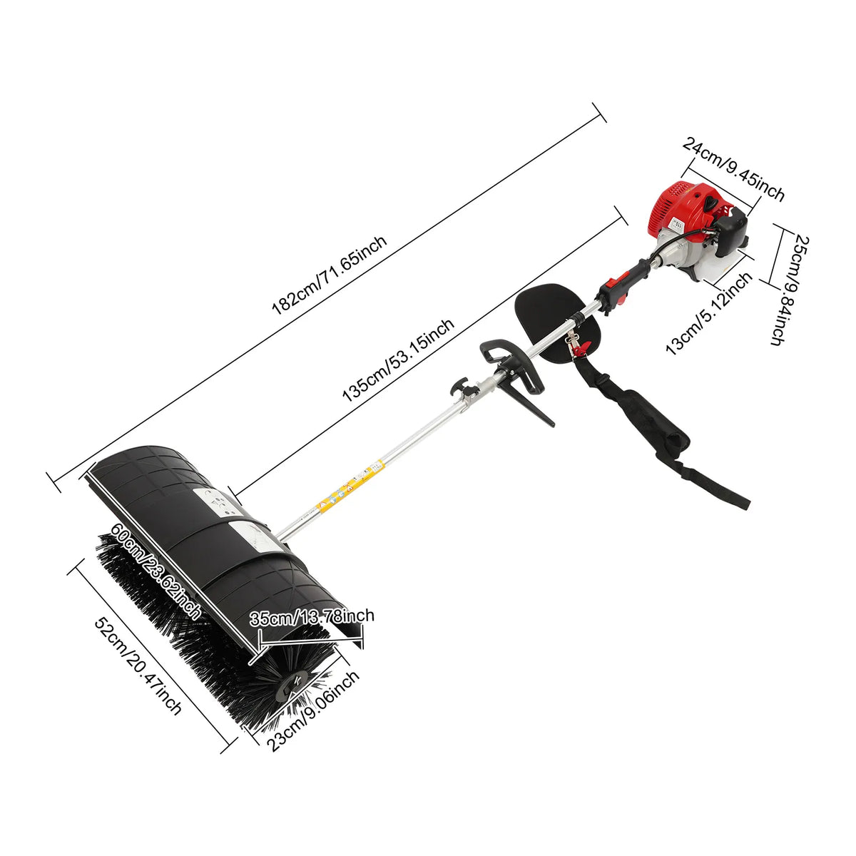 Bymaocar 52cc Gas Handheld Sweeper Broom 2.3HP Lawn Cleaner