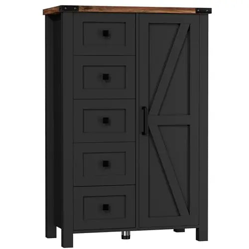 Farmhouse Style Barn Door Storage Cabinet For Bedroom Organization