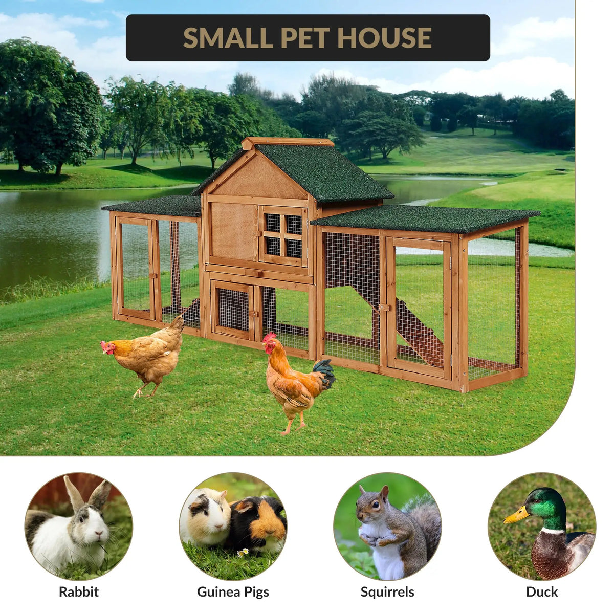DishyKooker Wooden Rabbit Hutch With Double Runs And Tray