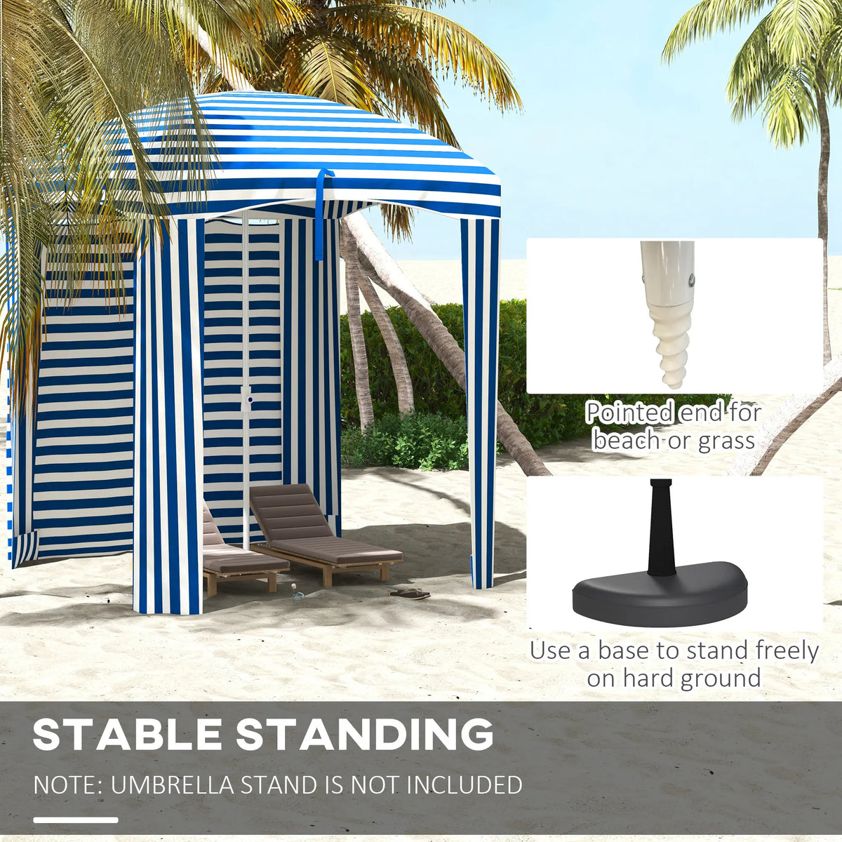 Outsunny Beach Cabana Umbrella With Bag And Windows