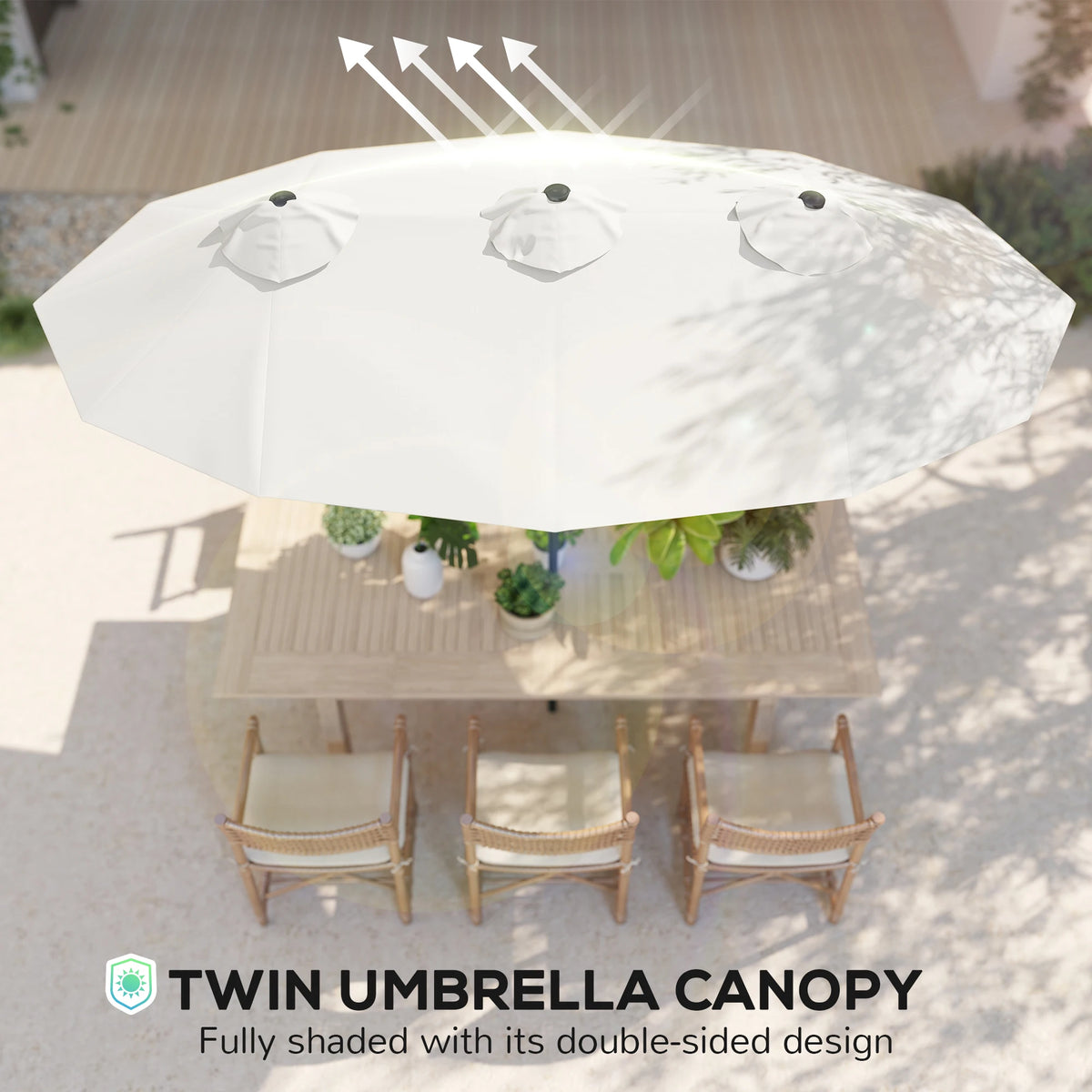 Double-Sided Patio Umbrella With Tilt Crank And Three Air Vents