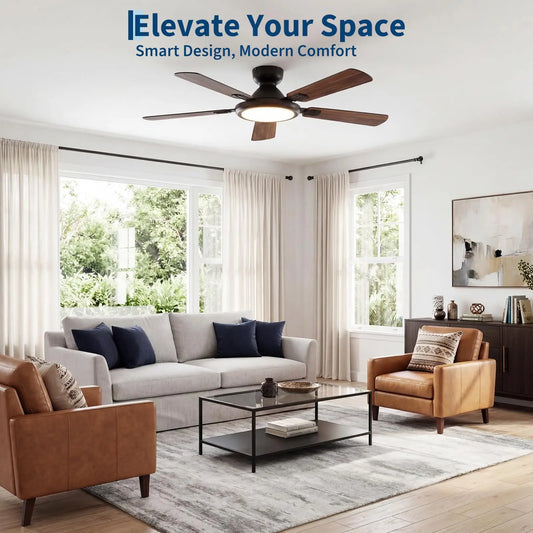 Adoolla 52 Inch Smart Ceiling Fan With Lights Low Profile