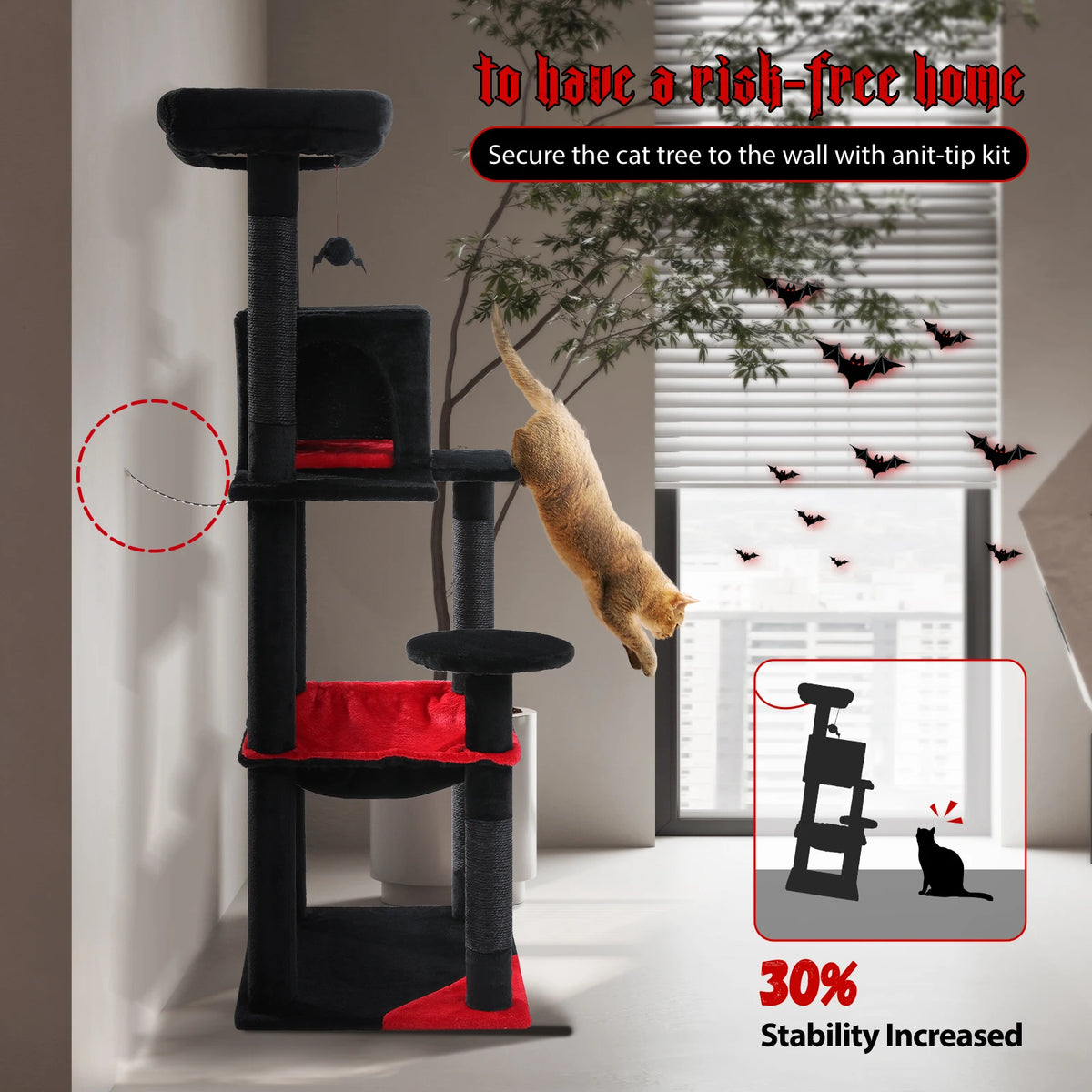 PAWZ Road Gothic Cat Tower with Hammock Sisal Scratching Condo