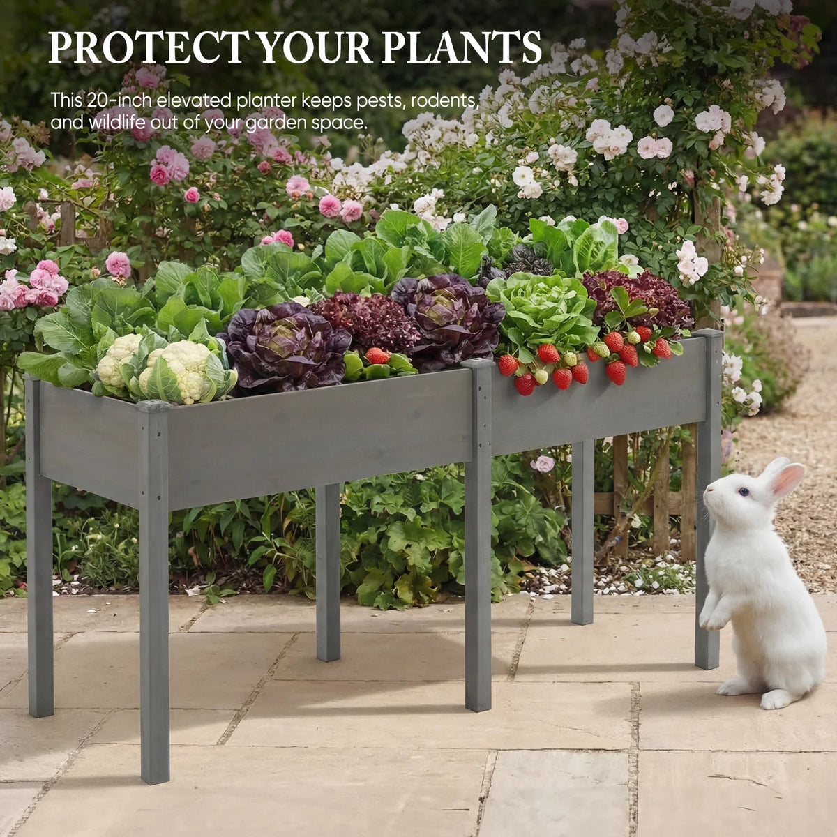 JHK Elevated Wooden Planter Box For Outdoor Gardening