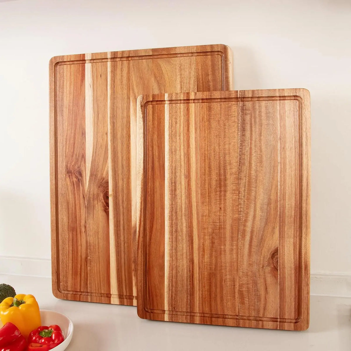 Twister.Ck Acacia Wood Cutting Board Thick Butcher Block With Handles