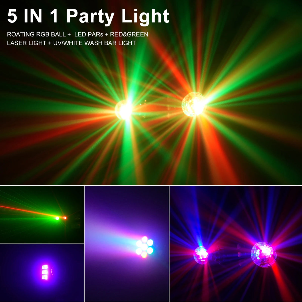 U'King Mini 5in1 RGB Stage Light With Remote